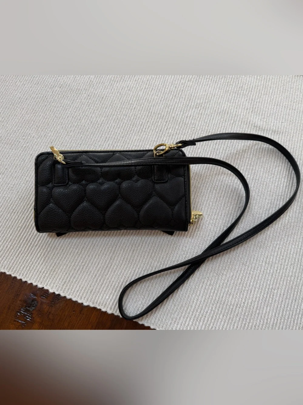 Betsey Johnson Black Sequin Bow Crossbody Wallet